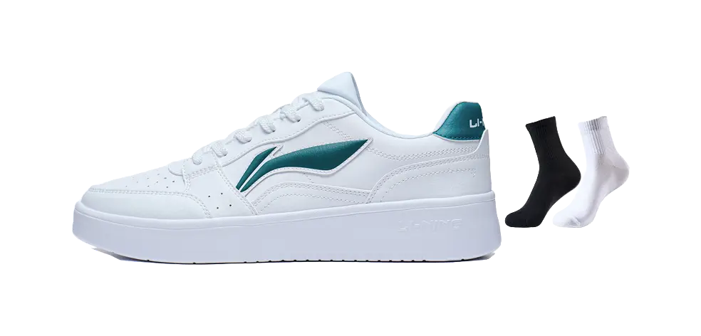 LiNing Acer Truncatum Slip-Resistant Cushioning Wear-Resistant Low-Top Skateboard Shoes Men's White Green 