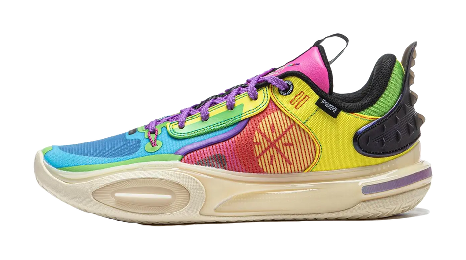 LiNing All City 11 Cushioned Slip-Resistant Low-Top Basketball Shoes Mens Blue Yellow  vjsneaker.com