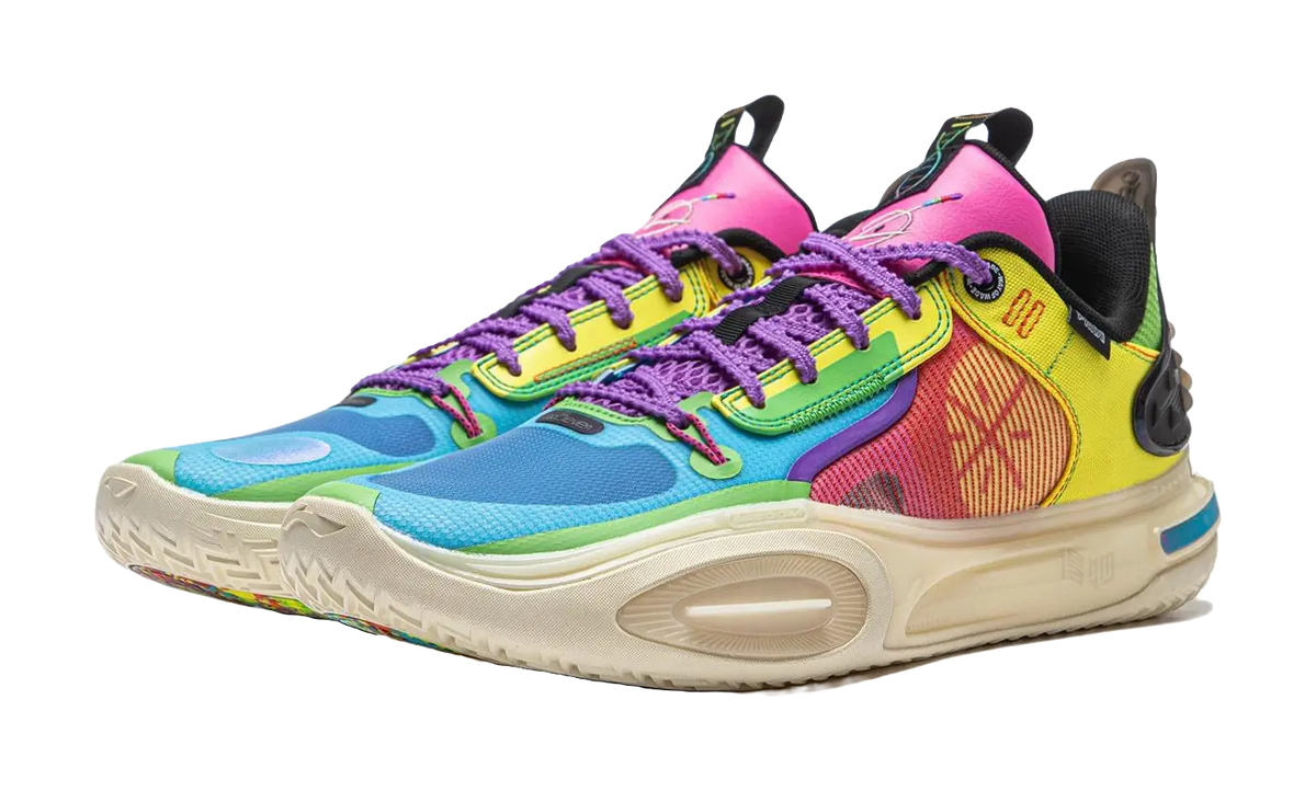 LiNing All City 11 Cushioned Slip-Resistant Low-Top Basketball Shoes Mens Blue Yellow  vjsneaker.com