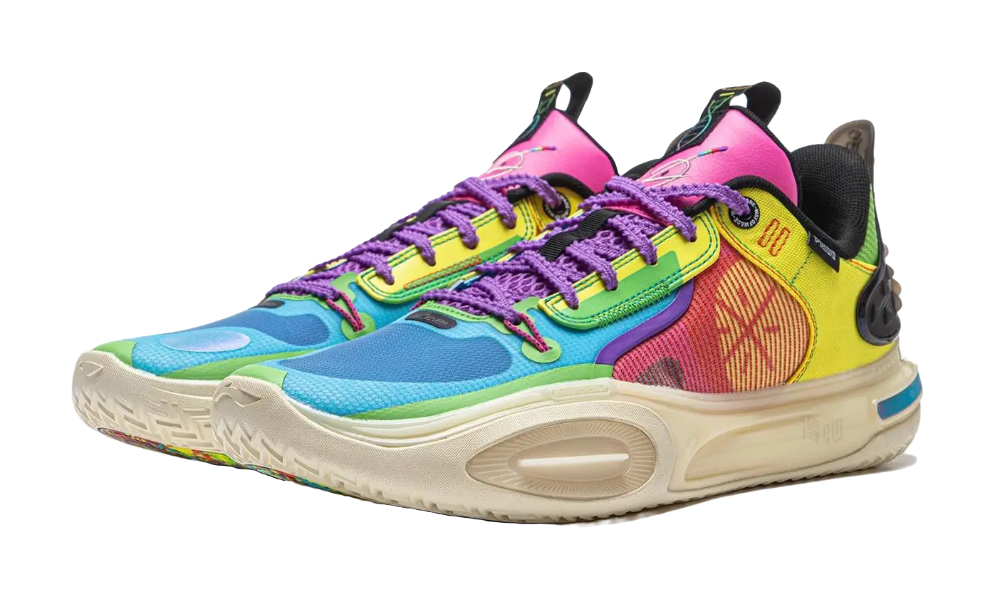 LiNing All City 11 Cushioned Slip-Resistant Low-Top Basketball Shoes Mens Blue Yellow  vjsneaker.com