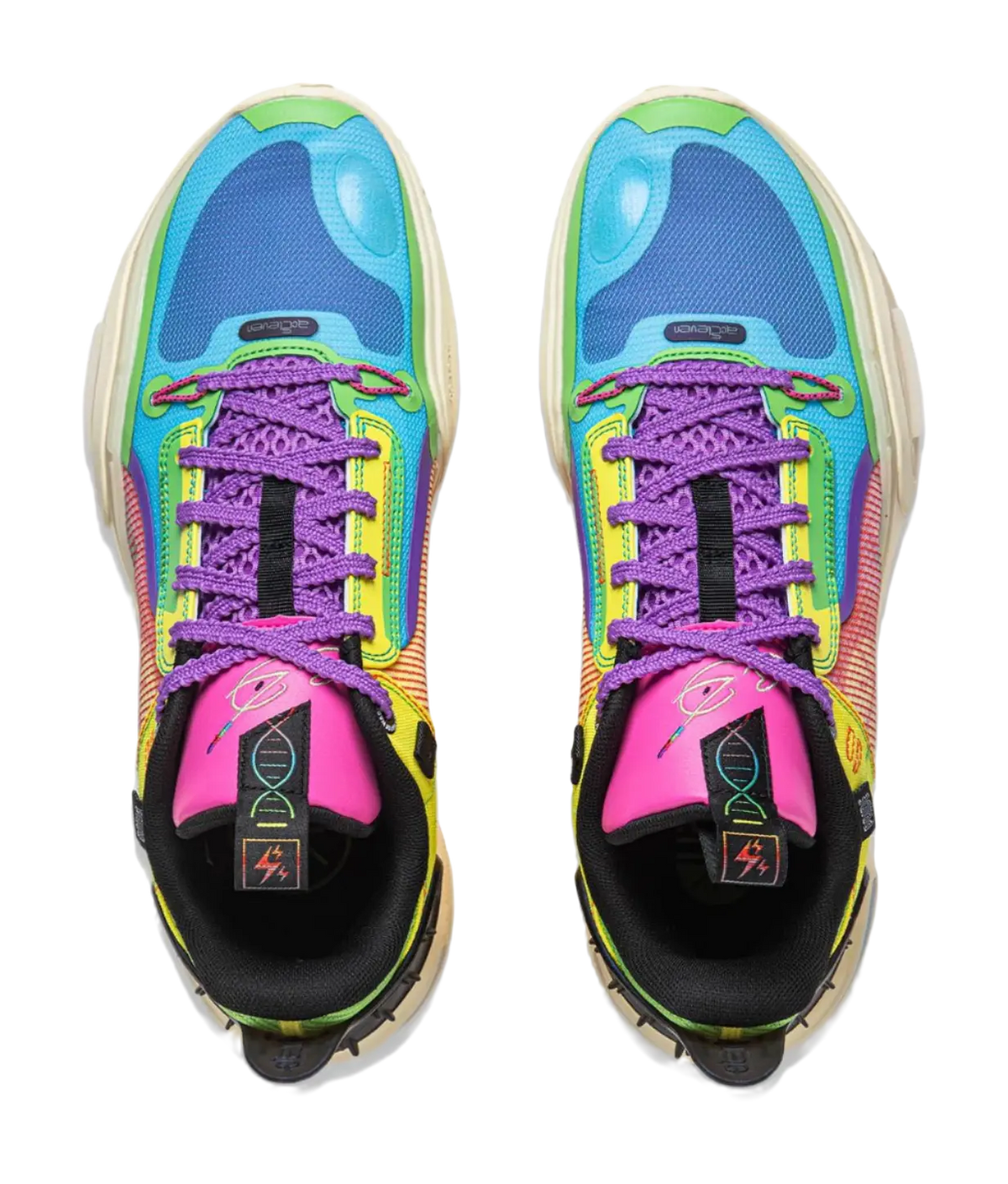 LiNing All City 11 Cushioned Slip-Resistant Low-Top Basketball Shoes Mens Blue Yellow  vjsneaker.com