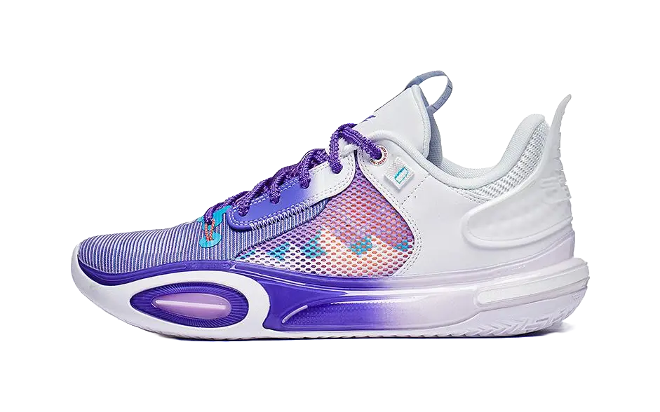 LiNing All City 11 Snow Mountains Cushioning Anti-Slip And Wear-Resistant Low-Top Basketball Shoes Mens Purple White  vjsneaker.com