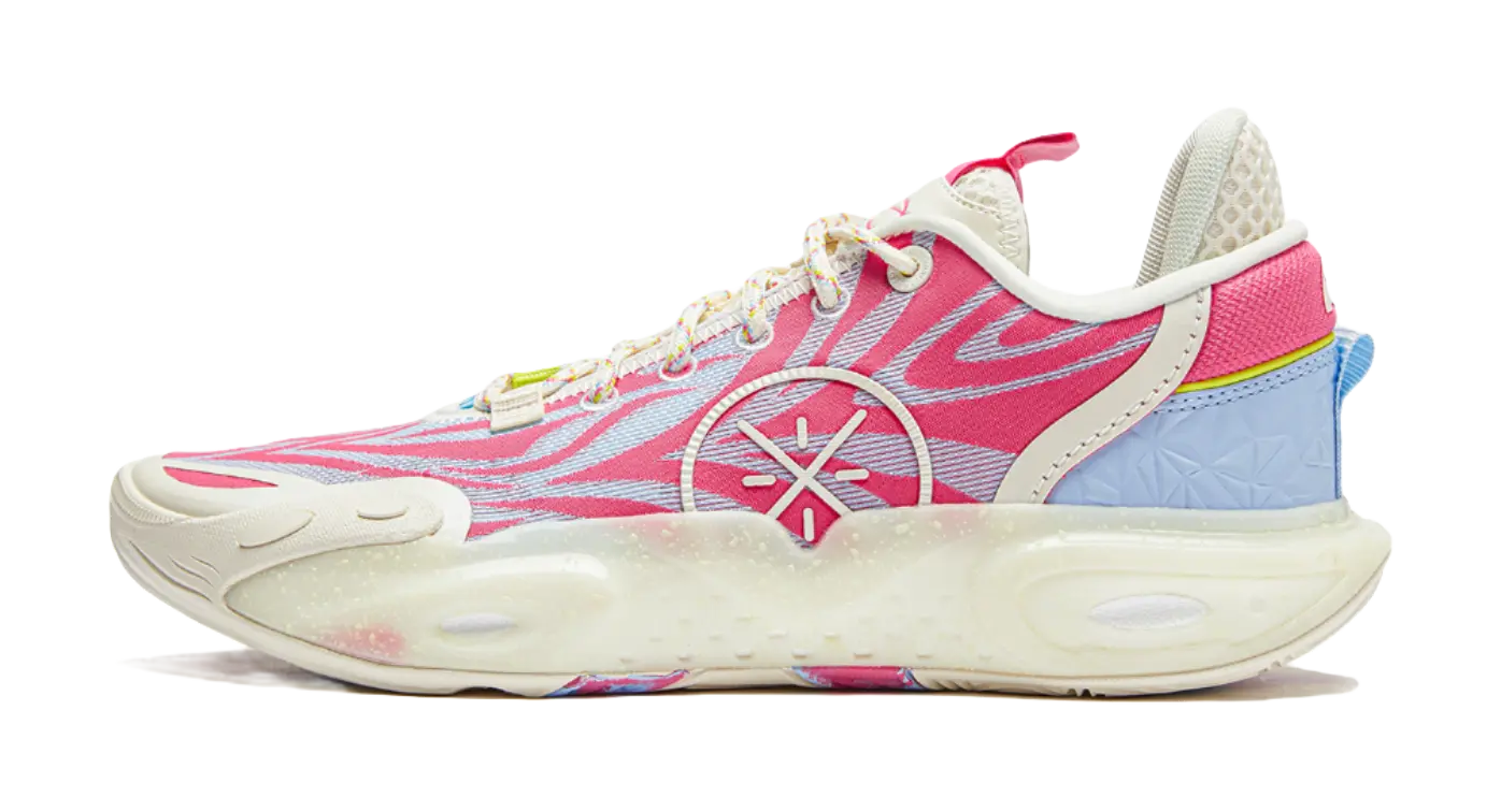 LiNing All City 12 Cushioning Anti-Slip Wear-Resistant Breathability Low-Top Basketball Shoes Mens Pink Blue  vjsneaker.com