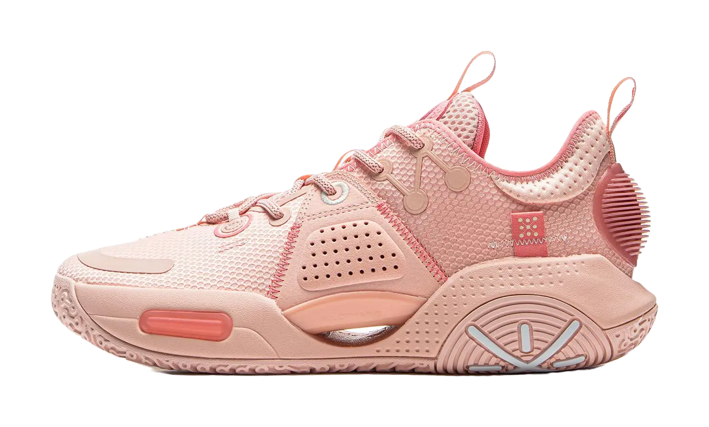 LiNing All City 9 V1.5 Cushioning Anti-Slip And Wear-Resistant Coverage Support Low-Top  Basketball Shoes Salt Pink 