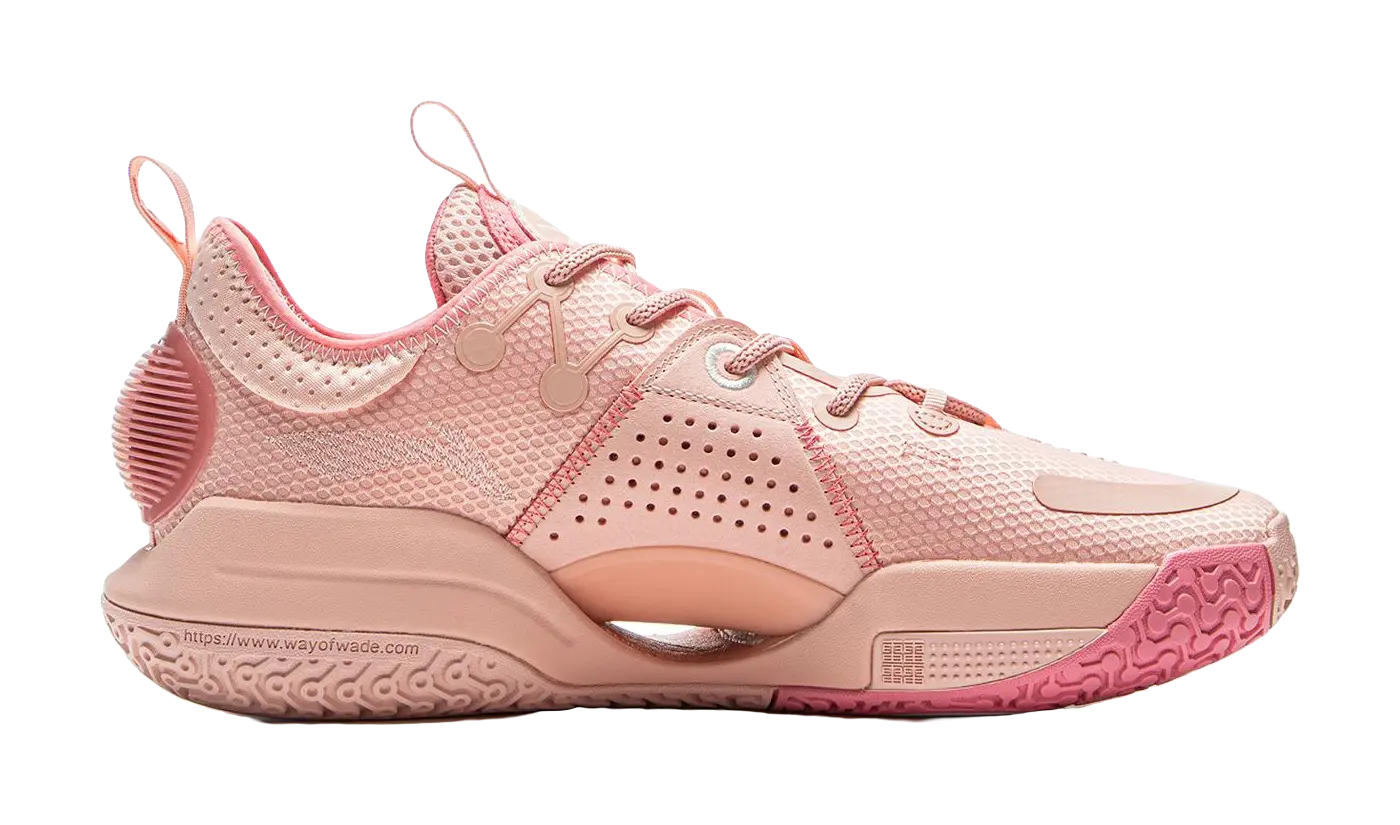 LiNing All City 9 V1.5 Cushioning Anti-Slip And Wear-Resistant Coverage Support Low-Top  Basketball Shoes Salt Pink 