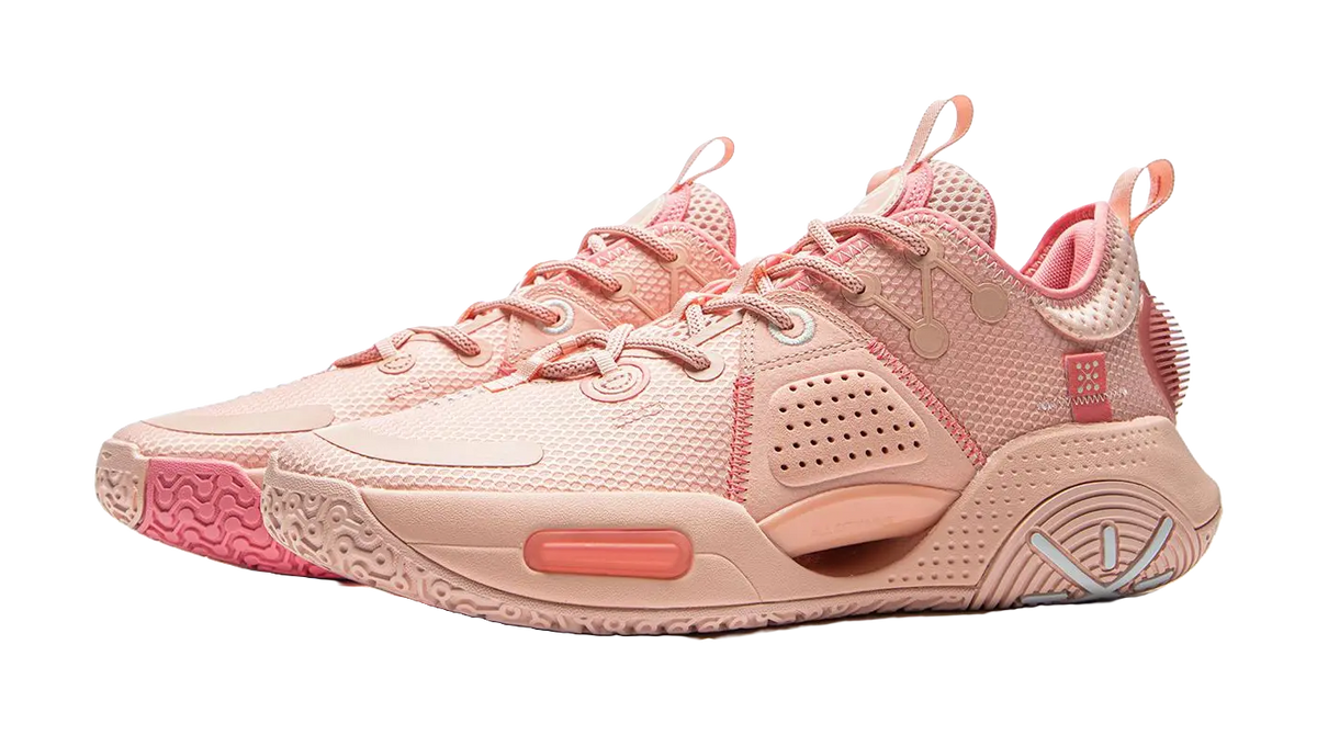 LiNing All City 9 V1.5 Cushioning Anti-Slip And Wear-Resistant Coverage Support Low-Top  Basketball Shoes Salt Pink 