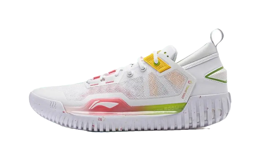 LiNing Anti-5 Low Cushioned Wear-Resistant Lightweight Low-Top Basketball Shoes Unisex White Red Yellow  vjsneaker.com