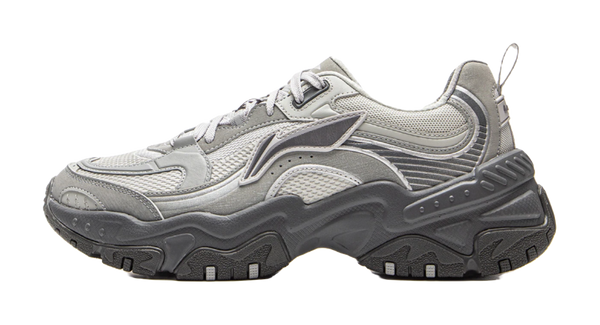 LiNing Anti-Slip And Wear-Resistant Breathable Low-Top Casual Shoes Men's White Gray 