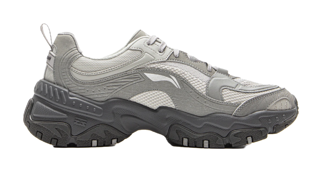 LiNing Anti-Slip And Wear-Resistant Breathable Low-Top Casual Shoes Men's White Gray 