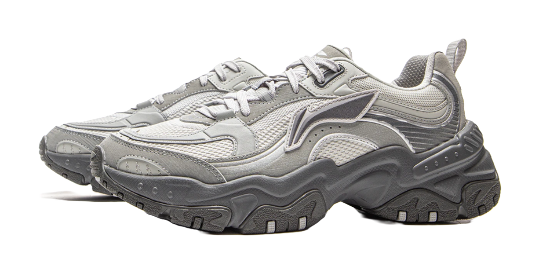 LiNing Anti-Slip And Wear-Resistant Breathable Low-Top Casual Shoes Men's White Gray 