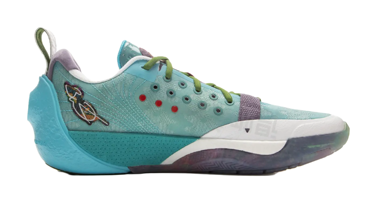 LiNing Anti Slip Wear Resistant Low Top Basketball Shoes Mens Turquoise  vjsneaker.com