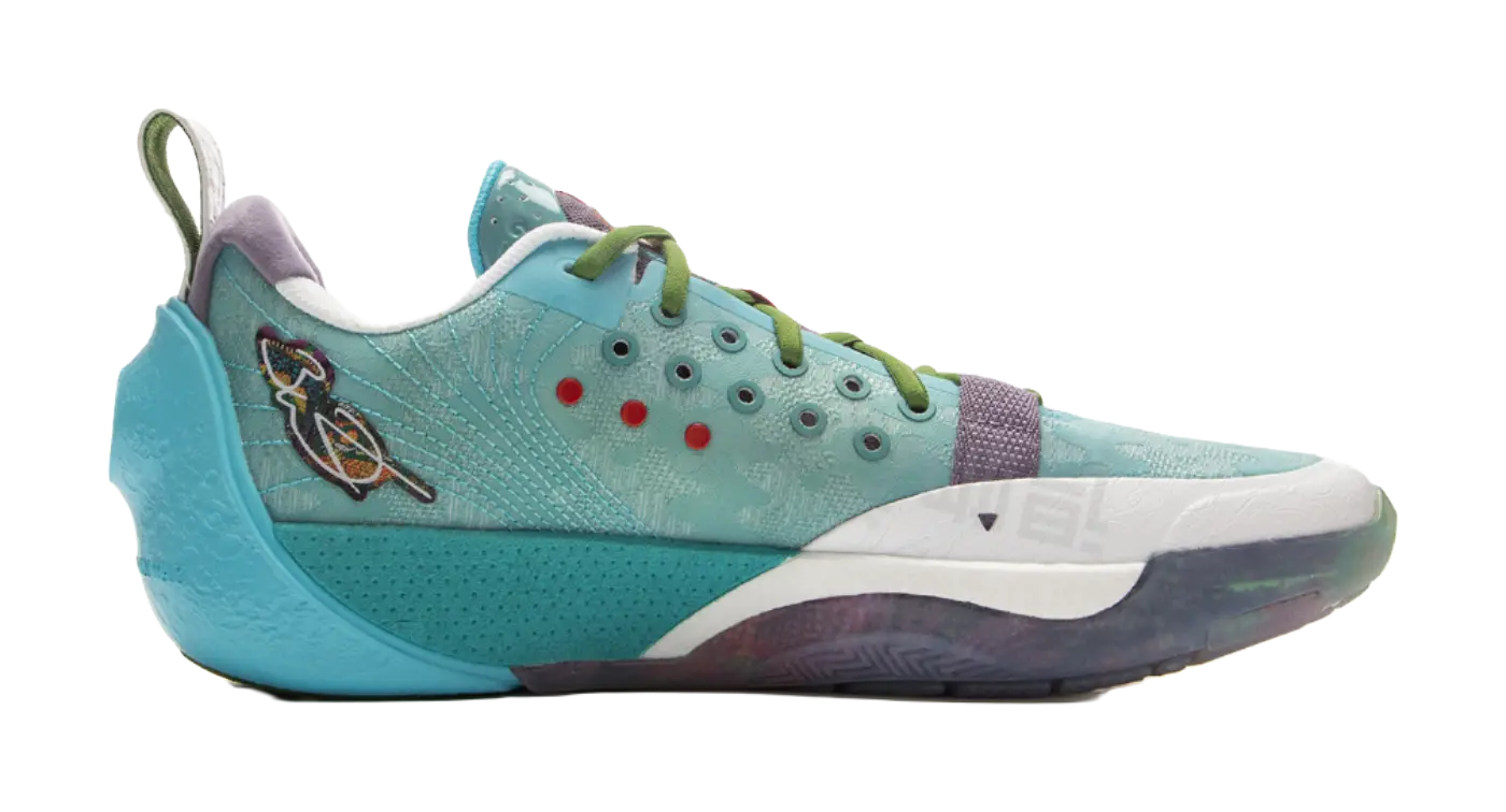 LiNing Anti Slip Wear Resistant Low Top Basketball Shoes Mens Turquoise  vjsneaker.com