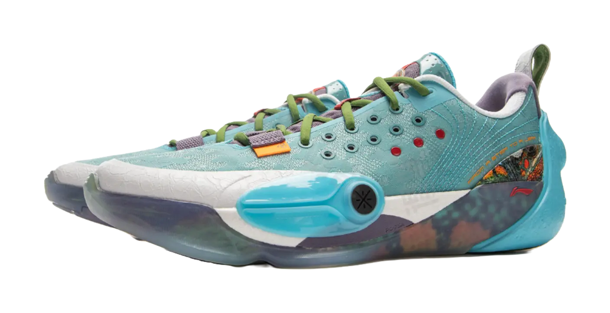 LiNing Anti Slip Wear Resistant Low Top Basketball Shoes Mens Turquoise  vjsneaker.com