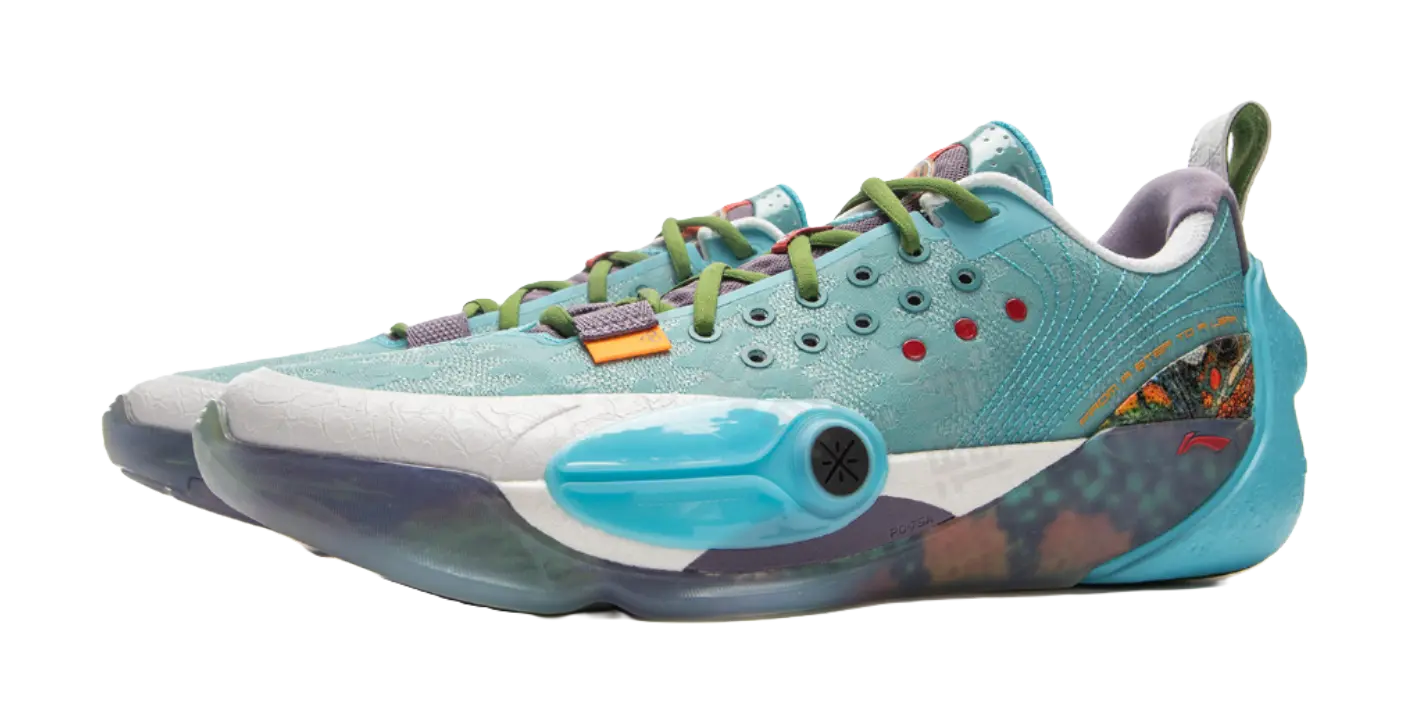 LiNing Anti Slip Wear Resistant Low Top Basketball Shoes Mens Turquoise  vjsneaker.com