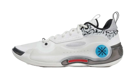 LiNing Anti-Slip Wear-Resistant Low-Top Basketball Shoes Mens White Black Blue  vjsneaker.com