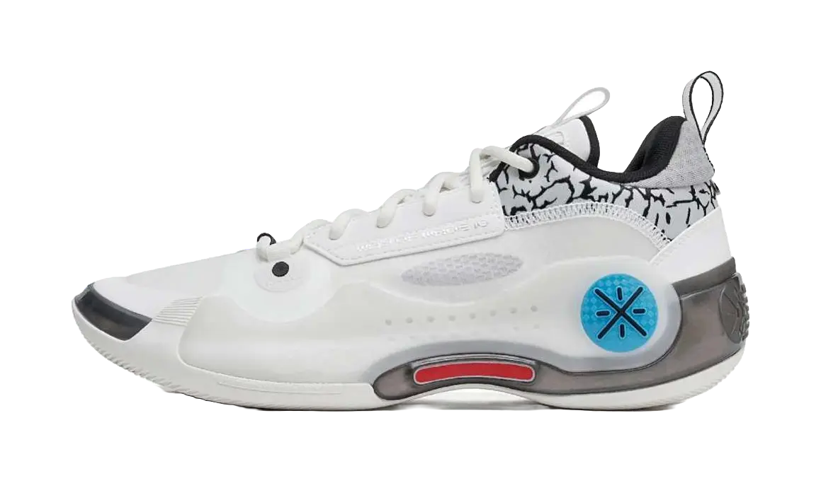 LiNing Anti-Slip Wear-Resistant Low-Top Basketball Shoes Mens White Black Blue  vjsneaker.com