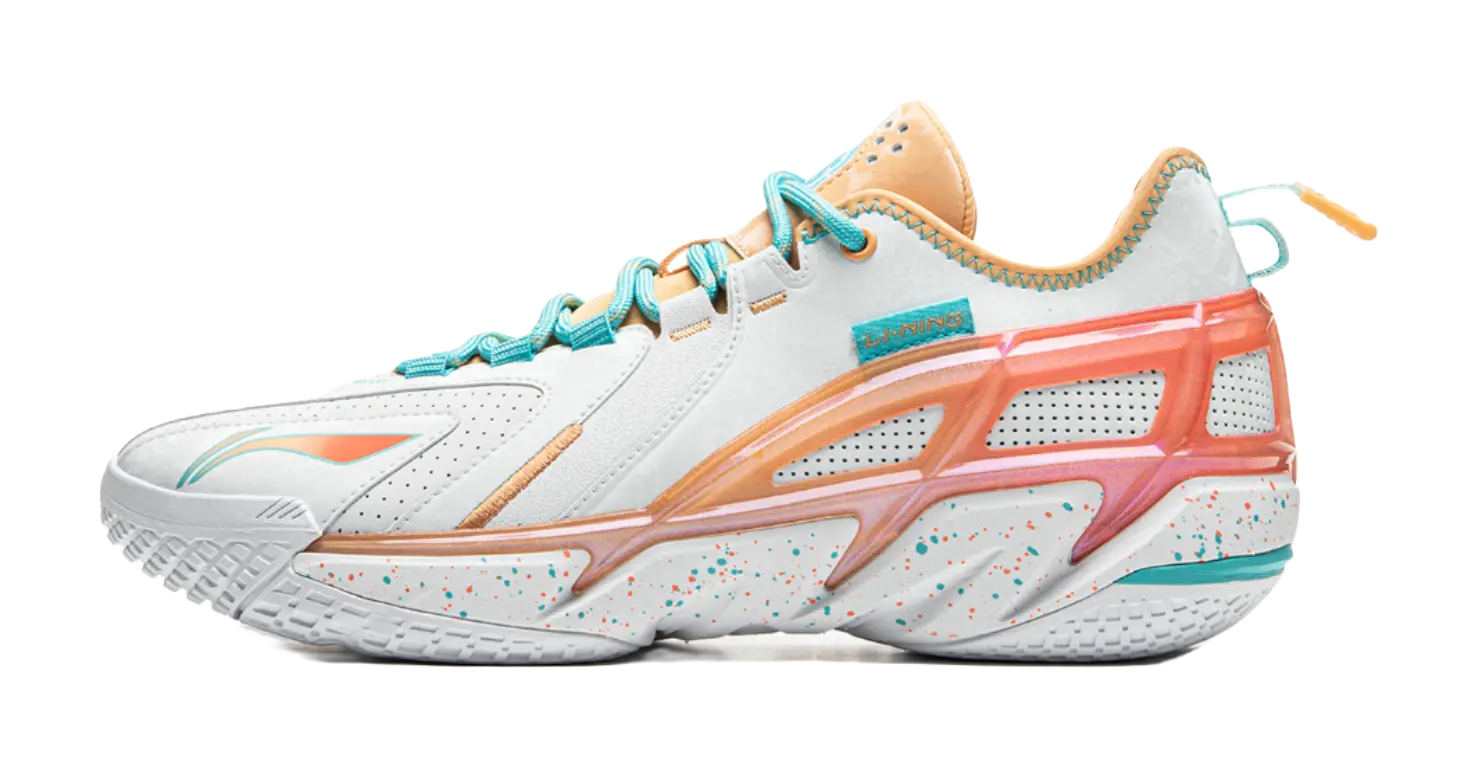 LiNing Anti Wool 4.5 Shock Absorbers Slip Resistant Abrasion Resistant Low Top Basketball Shoes Mens White Orange  vjsneaker.com