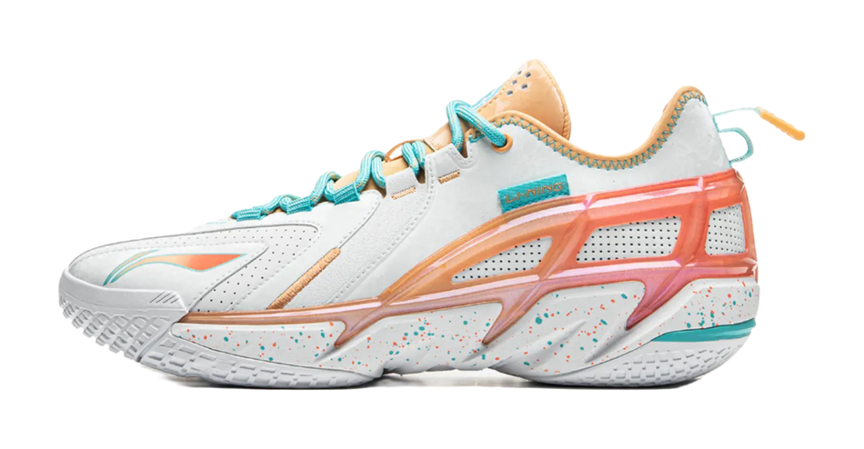 LiNing Anti Wool 4.5 Shock Absorbers Slip Resistant Abrasion Resistant Low Top Basketball Shoes Mens White Orange  vjsneaker.com