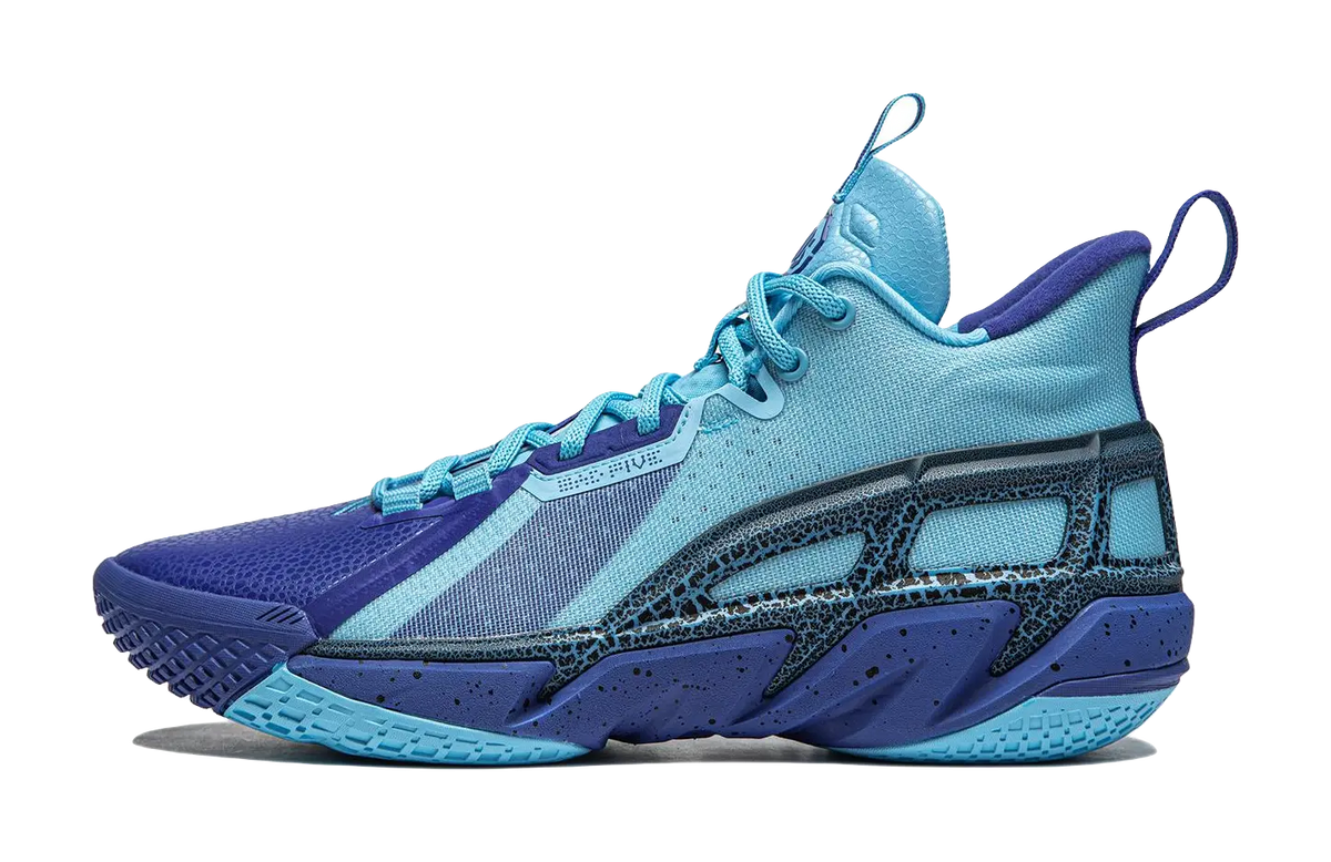 LiNing Anti-five 4 Cushioned Wear-Resistant Breathable Mid-Top Basketball Shoes Mens Blue  vjsneaker.com