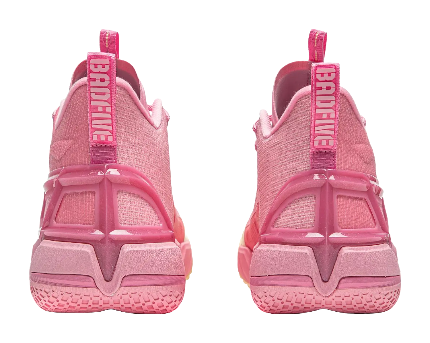 LiNing Anti five 4 Cushioning Abrasion Resistant Breathable Mid top Basketball Shoes Mens Pink Yellow  vjsneaker.com