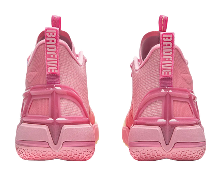 LiNing Anti five 4 Cushioning Abrasion Resistant Breathable Mid top Basketball Shoes Mens Pink Yellow  vjsneaker.com