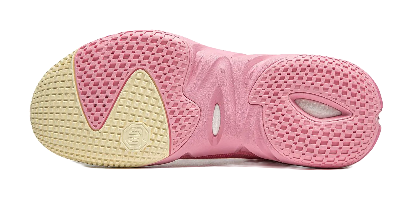 LiNing Anti five 4 Cushioning Abrasion Resistant Breathable Mid top Basketball Shoes Mens Pink Yellow  vjsneaker.com