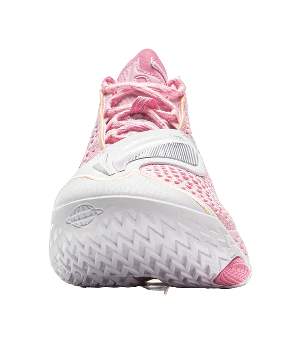 LiNing BadFive 5 Slip Resistant, Abrasion Resistant, Breathable, Rebound Grip Mid Top Basketball Shoes Mens Pink White 
