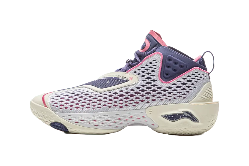 LiNing BadFive 5 Slip Resistant, Abrasion Resistant, Breathable, Rebound Grip Mid Top Basketball Shoes Mens White 