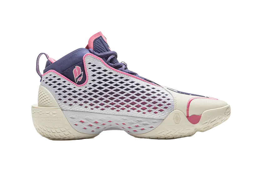 LiNing BadFive 5 Slip Resistant, Abrasion Resistant, Breathable, Rebound Grip Mid Top Basketball Shoes Mens White 