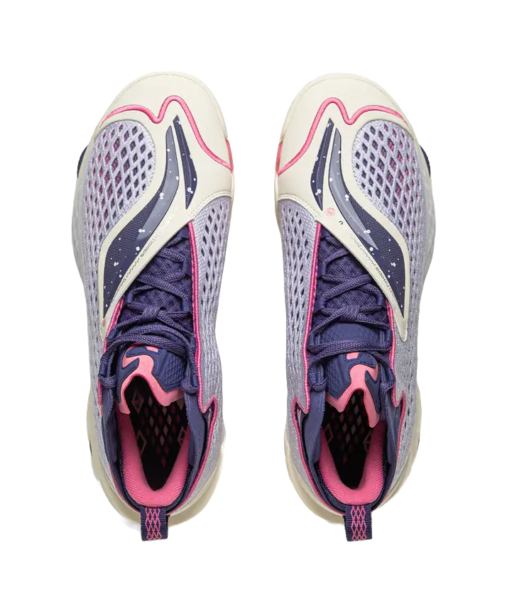 LiNing BadFive 5 Slip Resistant, Abrasion Resistant, Breathable, Rebound Grip Mid Top Basketball Shoes Mens White 