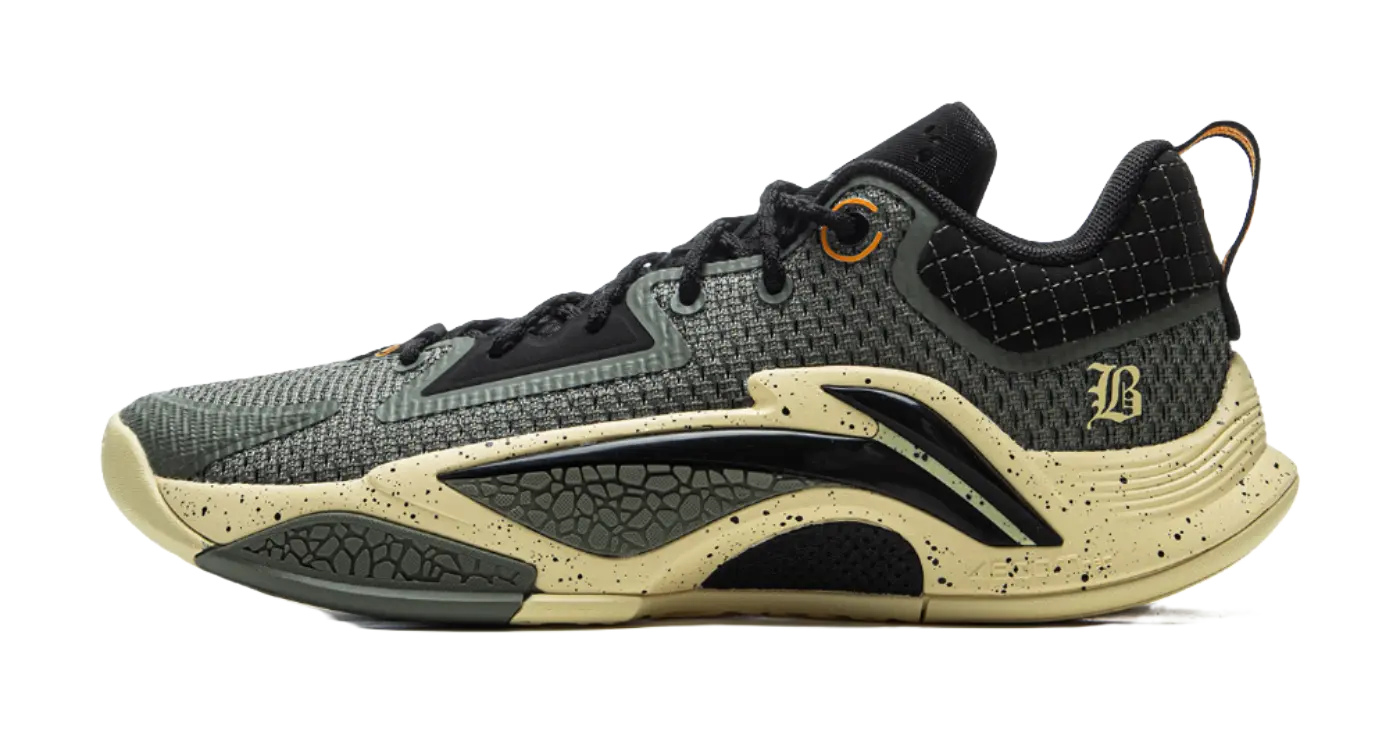 LiNing BadFive Hunter 1 Slip Resistant Coverage Lightweight Rebound Low Top Outdoor Basketball Shoes Mens Black Yellow  vjsneaker.com