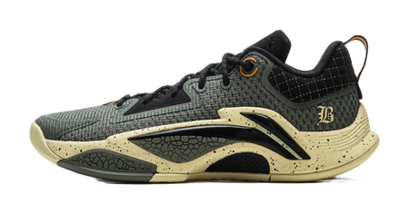 LiNing BadFive Hunter 1 Slip Resistant Coverage Lightweight Rebound Low Top Outdoor Basketball Shoes Mens Black Yellow  vjsneaker.com