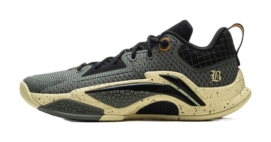 LiNing BadFive Hunter 1 Slip Resistant Coverage Lightweight Rebound Low Top Outdoor Basketball Shoes Mens Black Yellow  vjsneaker.com