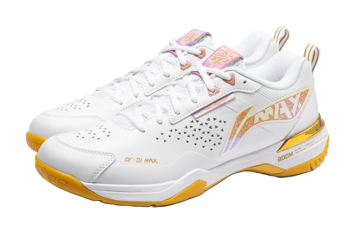 LiNing Blade Ma Cushioning, Wear Resistant Low top Badminton Shoes Unisex White Orange 