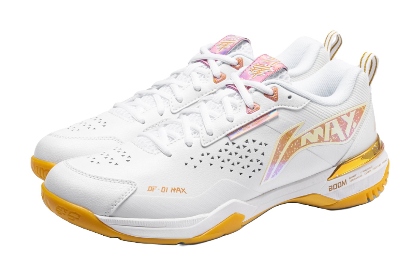 LiNing Blade Ma Cushioning, Wear Resistant Low top Badminton Shoes Unisex White Orange 