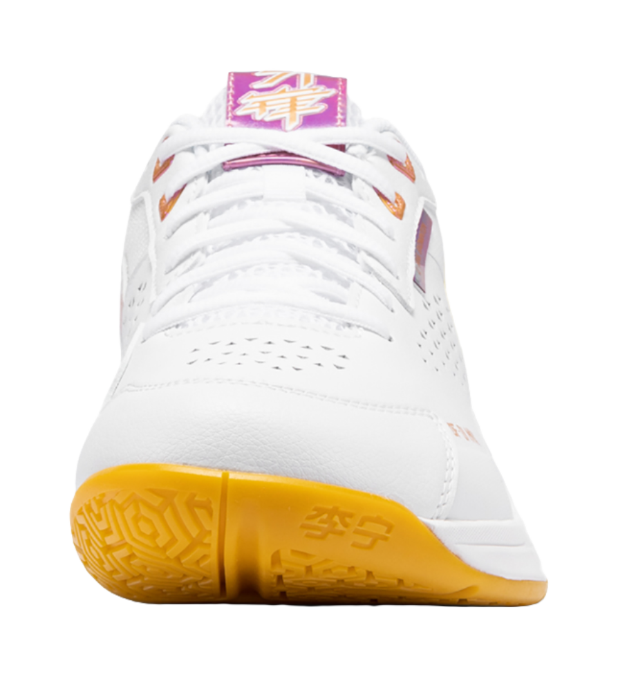 LiNing Blade Ma Cushioning, Wear Resistant Low top Badminton Shoes Unisex White Orange 