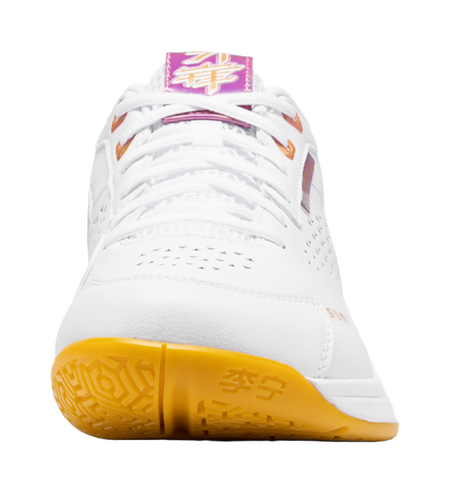 LiNing Blade Ma Cushioning, Wear Resistant Low top Badminton Shoes Unisex White Orange 