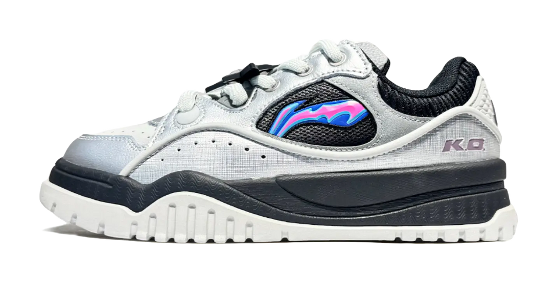 LiNing Boo Abrasion Resistant Breathable Low top Skateboard Shoes Men's Silver 