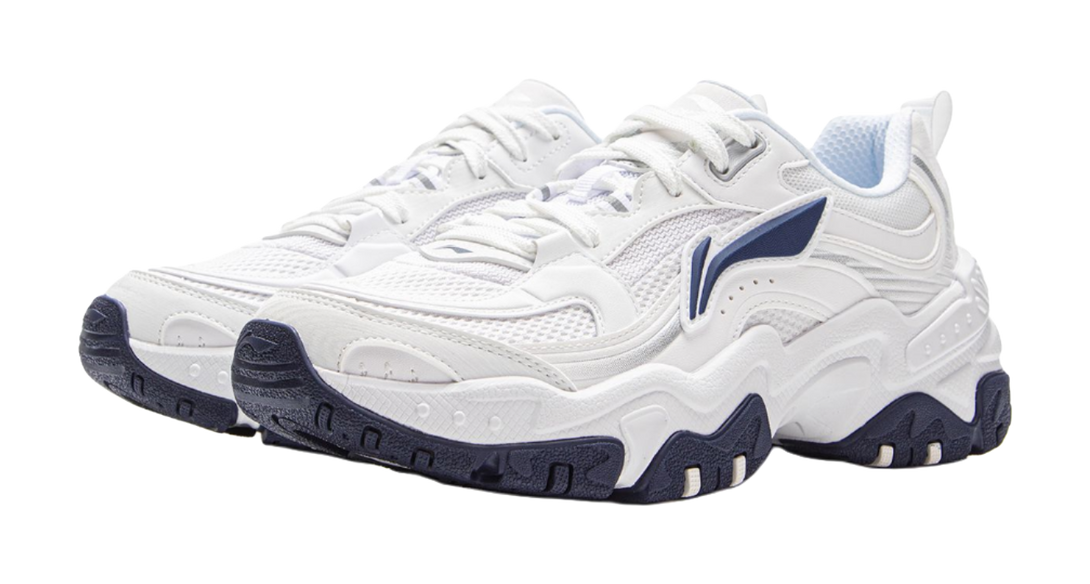 LiNing Brown Sugar Shock Absorbers Slip Resistant Breathable Low Top Casual Shoes Womens White 