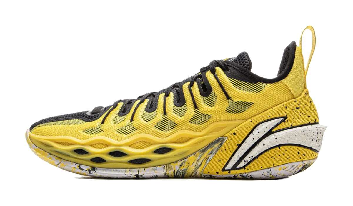 LiNing Buckets Cushioned Slip-Resistant Breathable Rebound Basketball Shoes Mens Yellow Black  vjsneaker.com