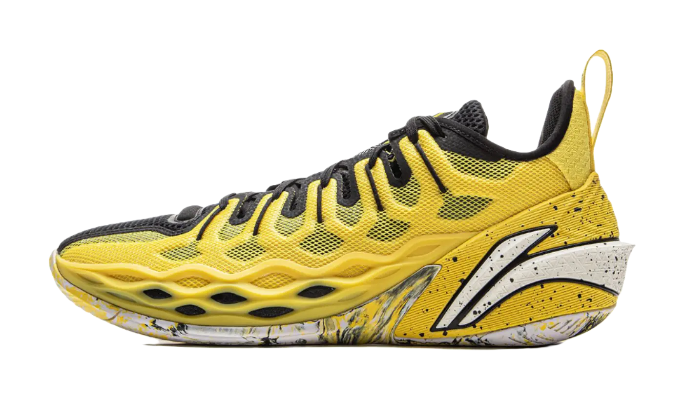LiNing Buckets Cushioned Slip-Resistant Breathable Rebound Basketball Shoes Mens Yellow Black  vjsneaker.com