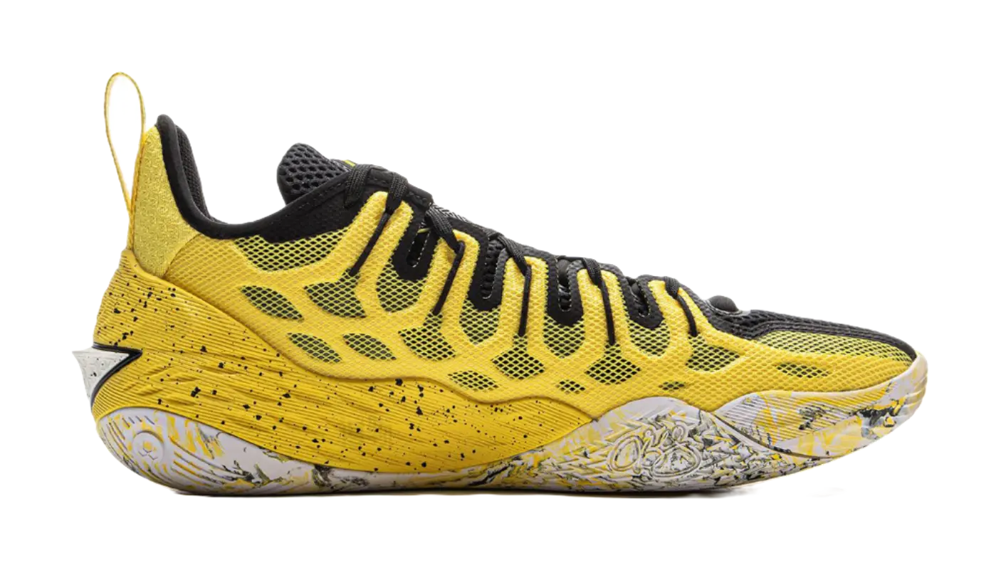 LiNing Buckets Cushioned Slip-Resistant Breathable Rebound Basketball Shoes Mens Yellow Black  vjsneaker.com