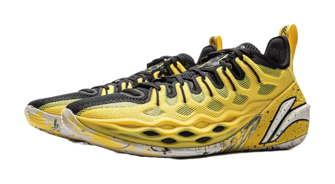 LiNing Buckets Cushioned Slip-Resistant Breathable Rebound Basketball Shoes Mens Yellow Black  vjsneaker.com