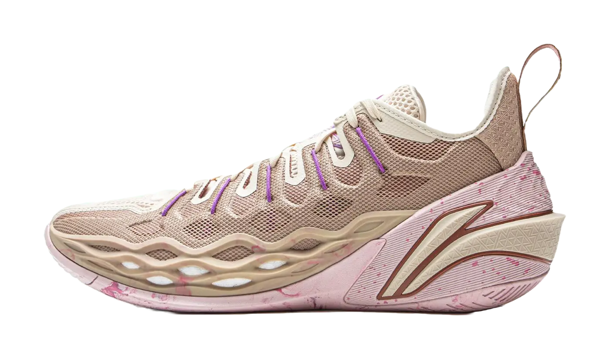 LiNing Buckets Cushioning Slip Resistant Waterproof Low Top Basketball Shoes Mens Gray Purple  vjsneaker.com