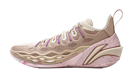 LiNing Buckets Cushioning Slip Resistant Waterproof Low Top Basketball Shoes Mens Gray Purple  vjsneaker.com