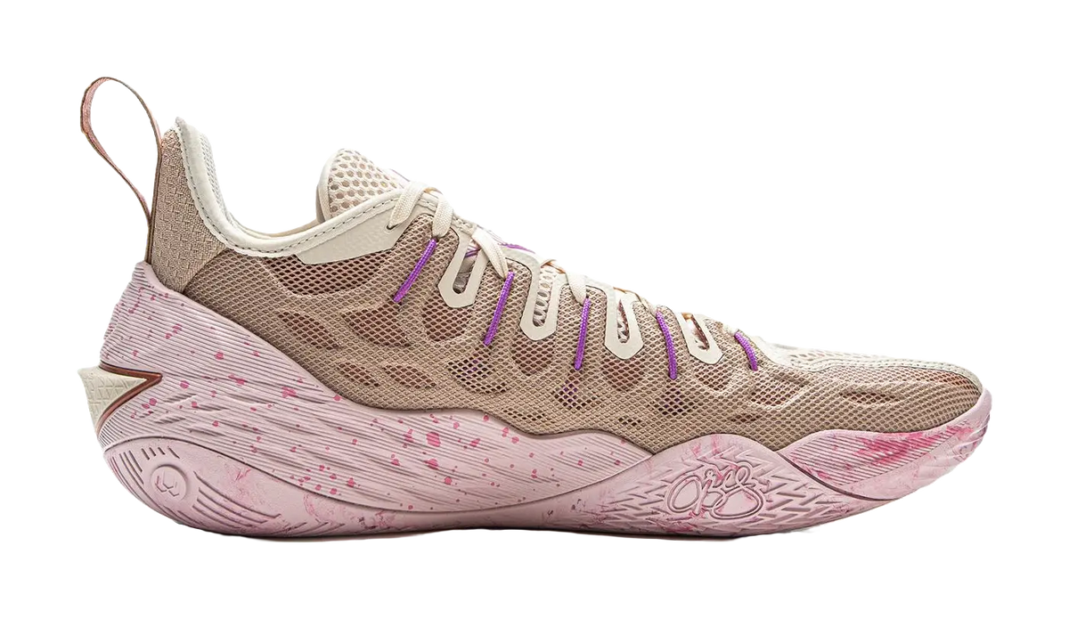 LiNing Buckets Cushioning Slip Resistant Waterproof Low Top Basketball Shoes Mens Gray Purple  vjsneaker.com