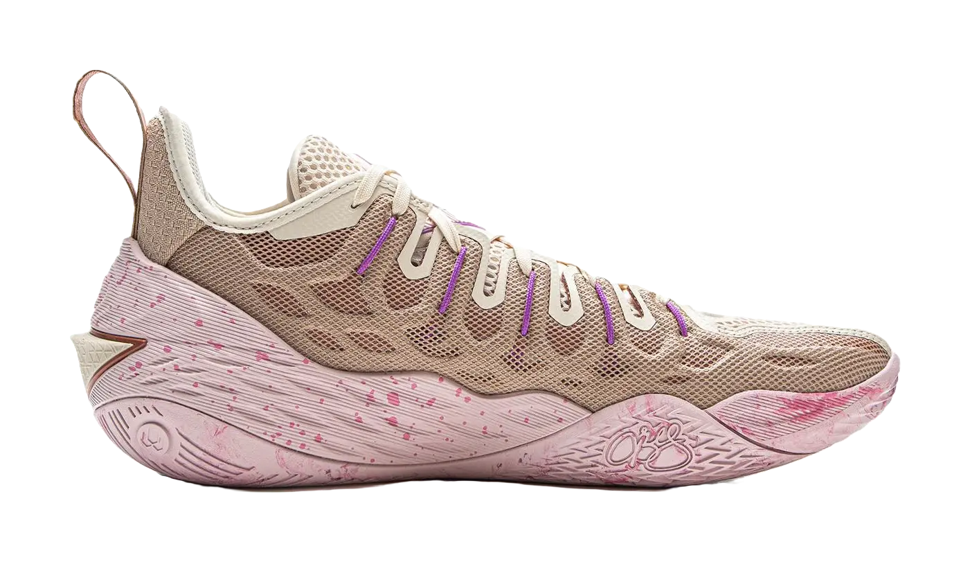 LiNing Buckets Cushioning Slip Resistant Waterproof Low Top Basketball Shoes Mens Gray Purple  vjsneaker.com