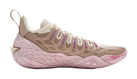 LiNing Buckets Cushioning Slip Resistant Waterproof Low Top Basketball Shoes Mens Gray Purple  vjsneaker.com