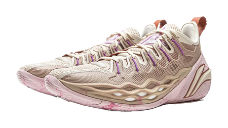 LiNing Buckets Cushioning Slip Resistant Waterproof Low Top Basketball Shoes Mens Gray Purple  vjsneaker.com