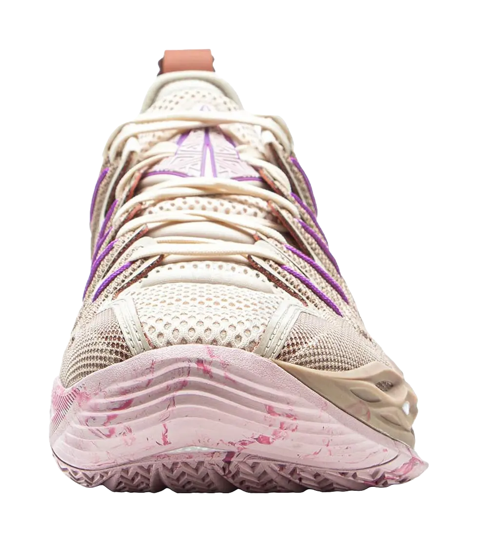 LiNing Buckets Cushioning Slip Resistant Waterproof Low Top Basketball Shoes Mens Gray Purple  vjsneaker.com